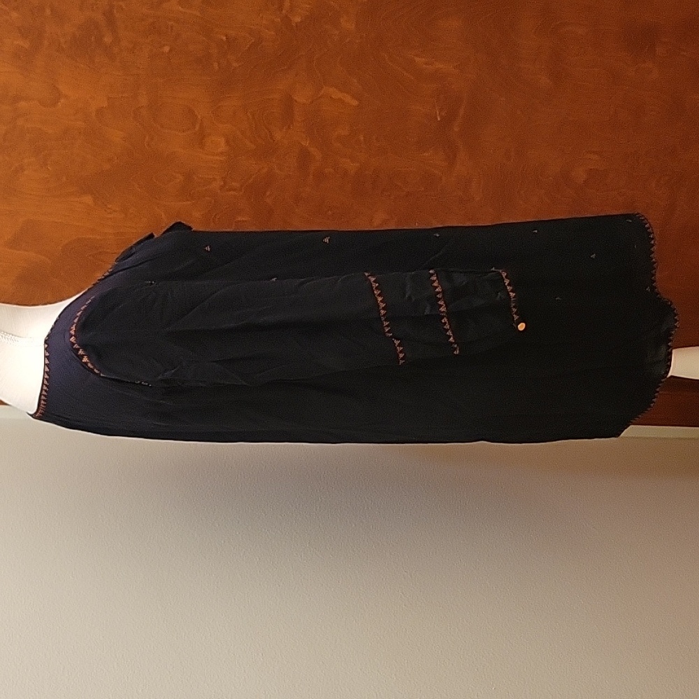 Madewell | Black Embroidered Signal Dress with Orange Stitching in size Small - Picture 8 of 11